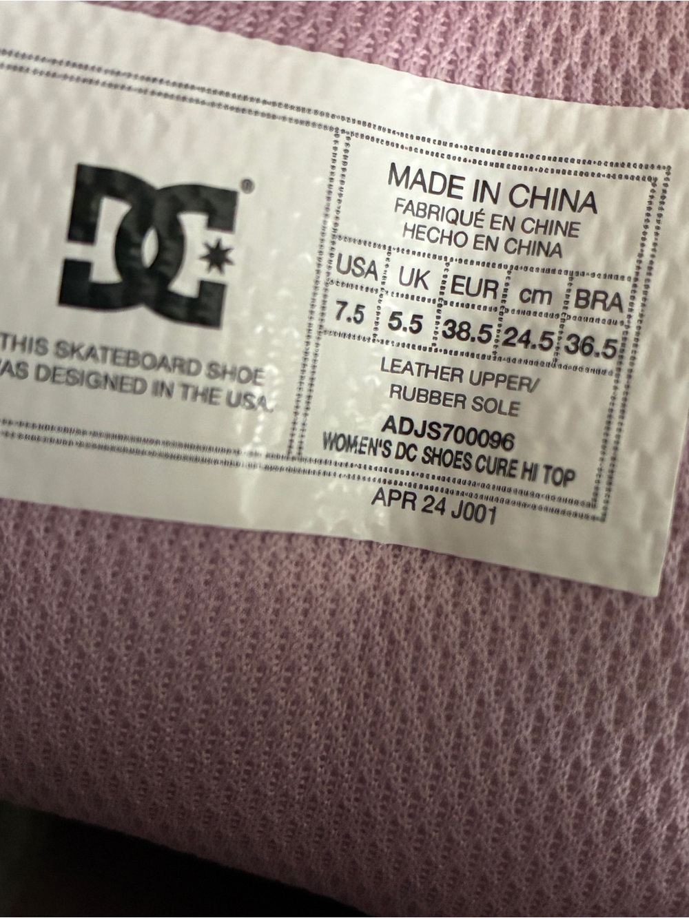 DC Pink and White High-Top Skate Shoes - Picture 5 of 8